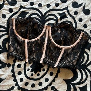 pink and black corset